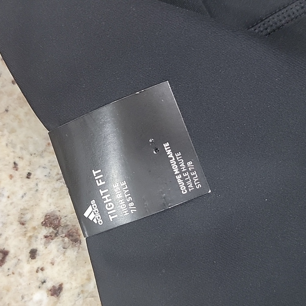 New with Tags Black 3 Stripe Addias High Rise 7/8 Leggings - Picture 3 of 4